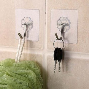 Transparent Self-Adhesive Wall Hooks Sticker Pack of 10