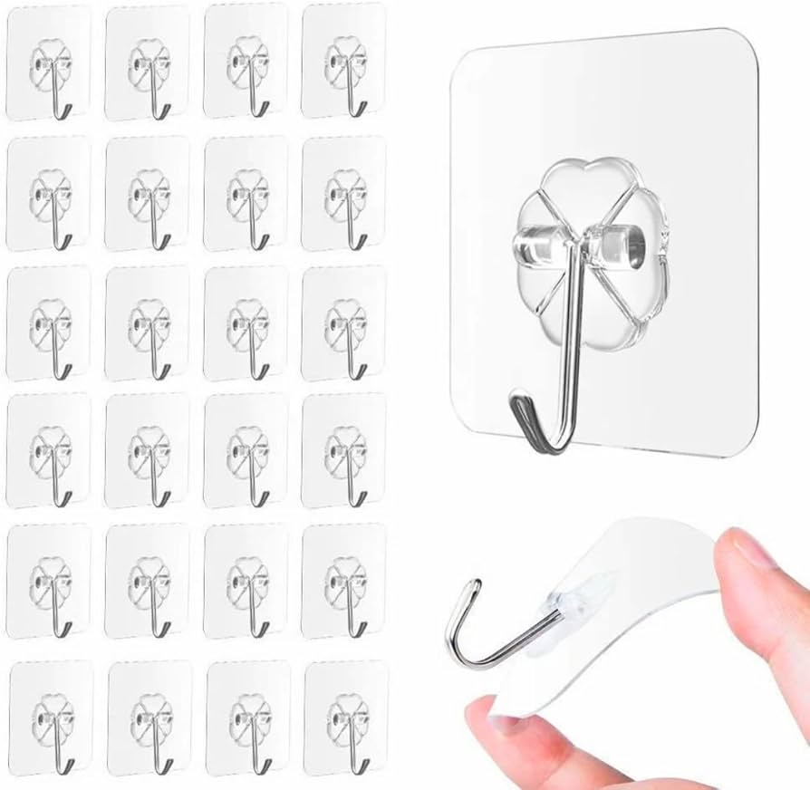 Transparent Self-Adhesive Wall Hooks Sticker Pack of 10