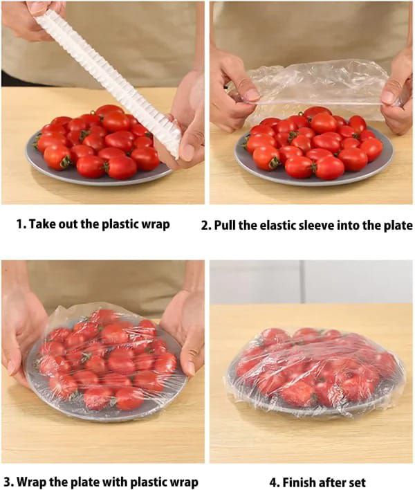 100 Pcs Disposable Food Cover Plastic Bags
