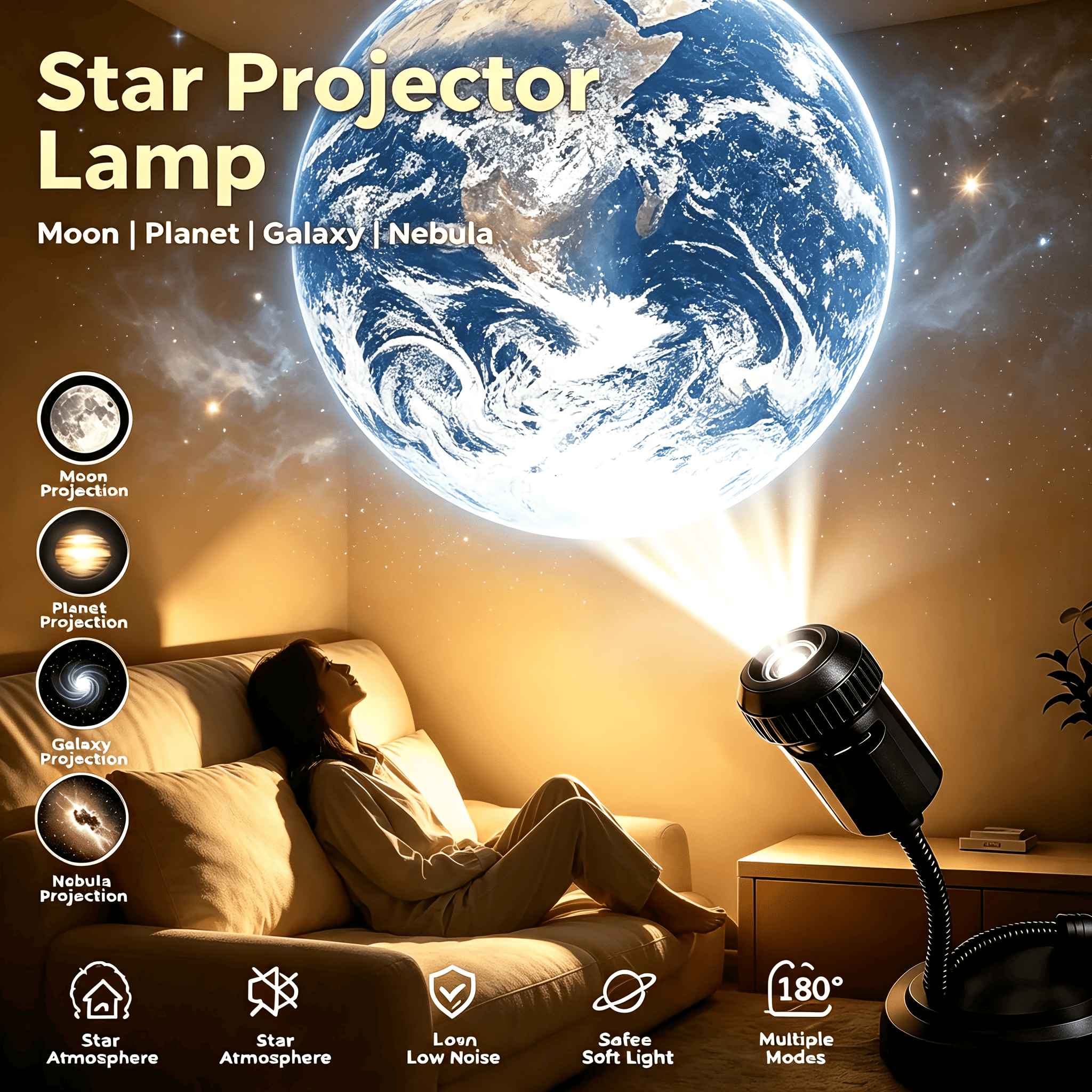 USB Ceiling Moon Earth Projection