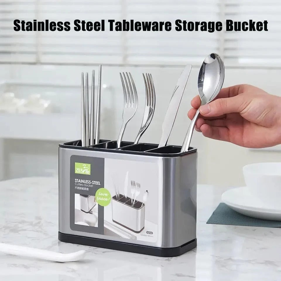 Stainless Steel Cutlery Bucket