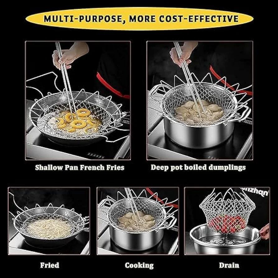 Stainless Steel Foldable Frying Basket